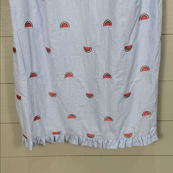 Talbots NWT seersucker Blue striped Watermelon embroidered dress size 14 $119 - Picture 4 of 12